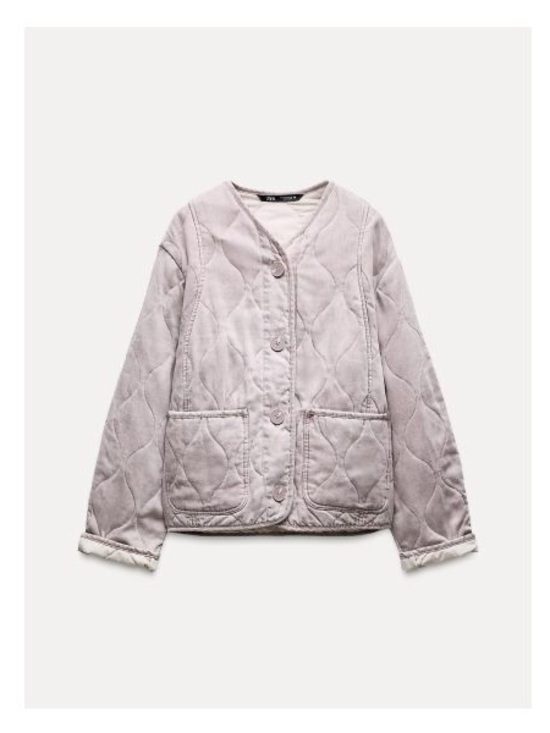 Zara Jackets & Blazers - Zara Quilted Light Mauve Button-Front Jacket